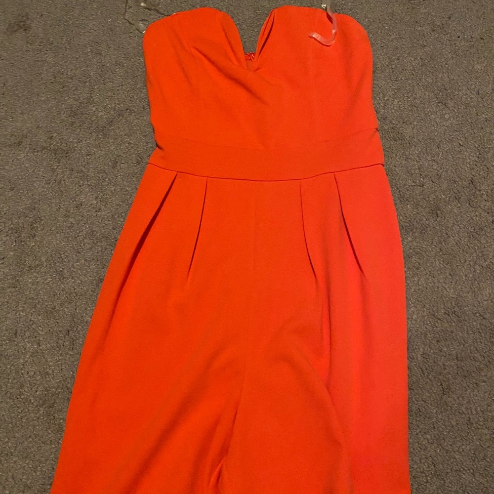 BRIGHT ORANGE STRAPLESS JUMPSUIT
